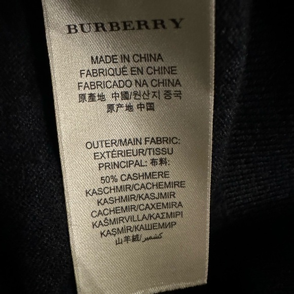 Burberry Brit Mens Cashmere blend Sweater Check Shoulder Black size M - Picture 10 of 10